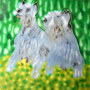Mini schnauzer hand painted ceramic art tile 6x6 inches with easel back